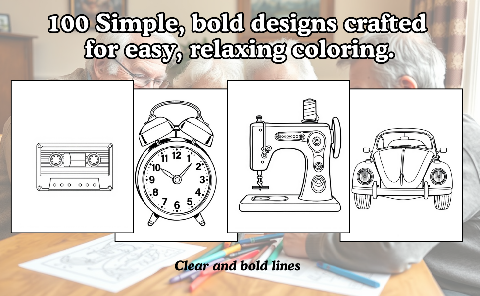 BIG & Easy Vintage Coloring Book for Seniors