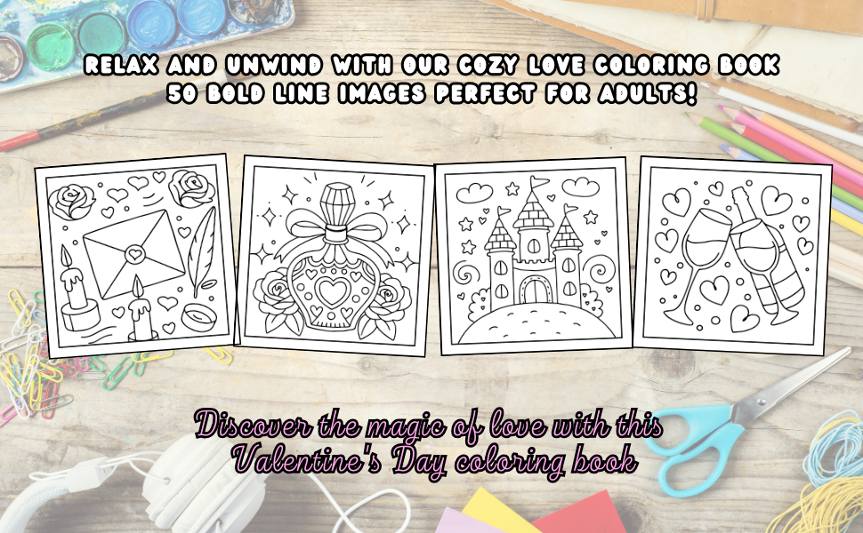 50 Unique Cozy Images: Featuring sweet, romantic scenes that capture the essence of love, perfect for all adult colorists.