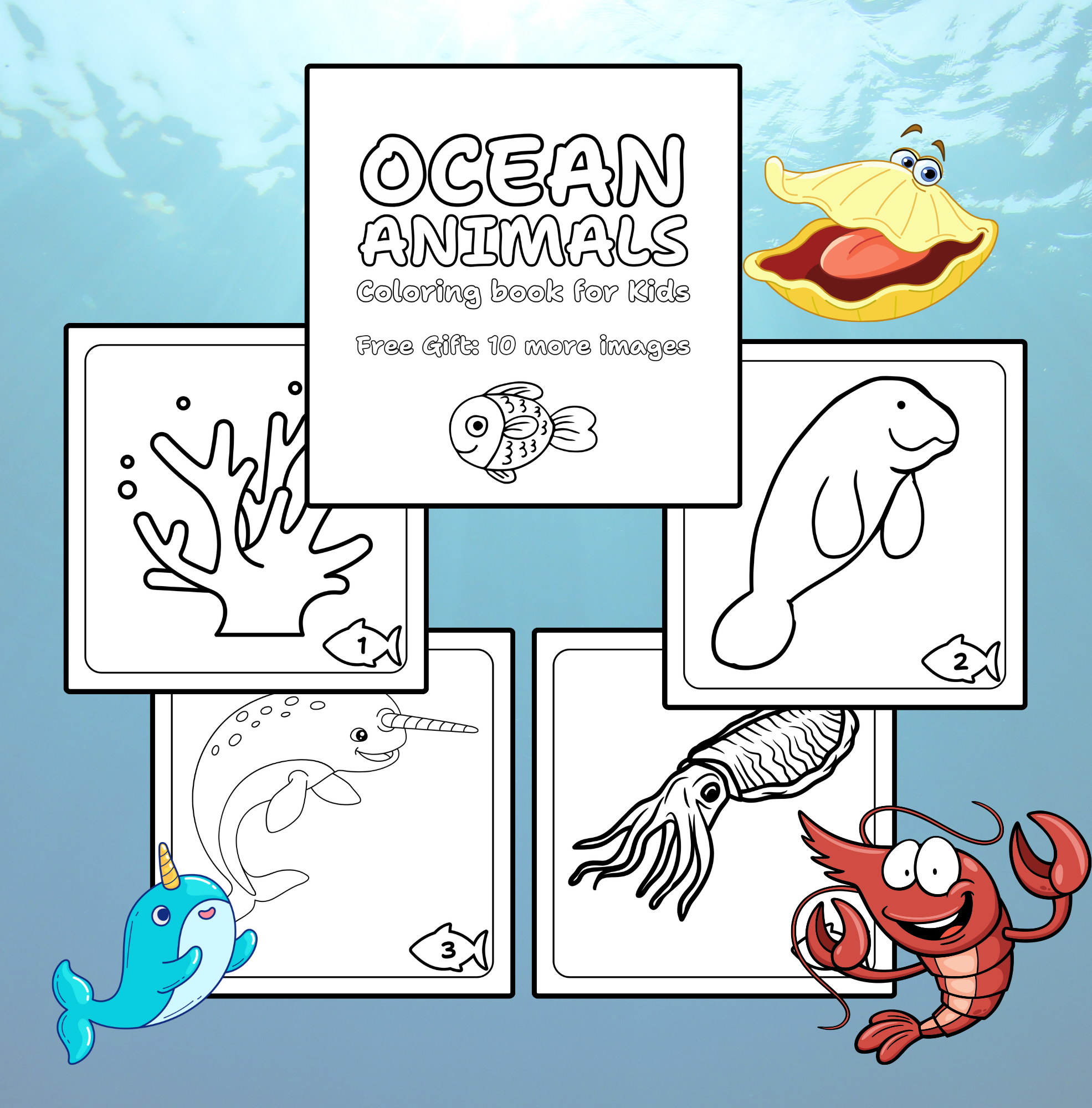 Ocean Animals Coloring Book
